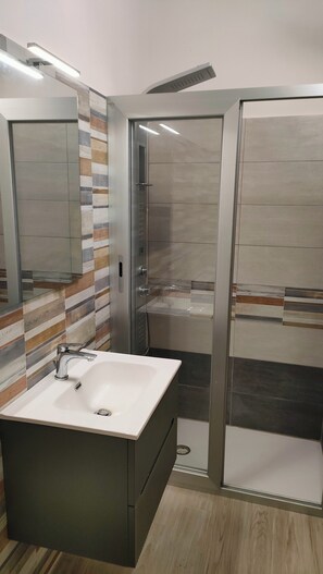 Hair dryer, bidet, towels, soap