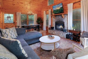 Smart TV, fireplace, video games