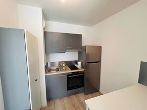 Fridge, microwave, oven, toaster