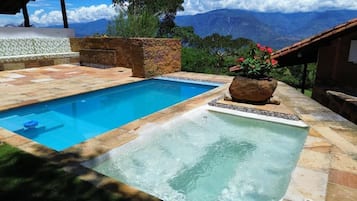 Outdoor pool, sun loungers