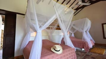 Desk, laptop workspace, blackout drapes, soundproofing