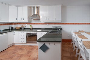 Fridge, oven, dishwasher, coffee/tea maker