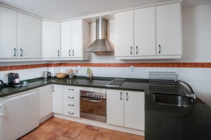 Fridge, oven, dishwasher, coffee/tea maker