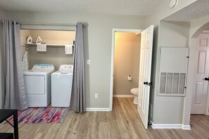 Towels, soap, shampoo, toilet paper
