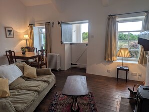 TV, fireplace, DVD player, books