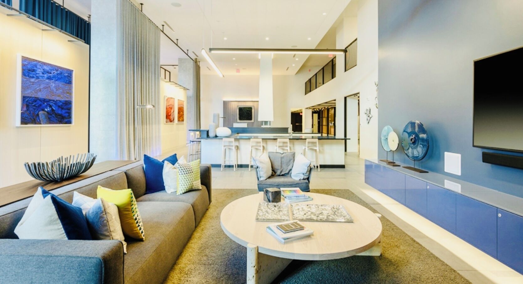 Smart TV, fireplace, video games, DVD player