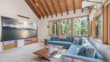 Smart TV, fireplace, stereo, computer monitors