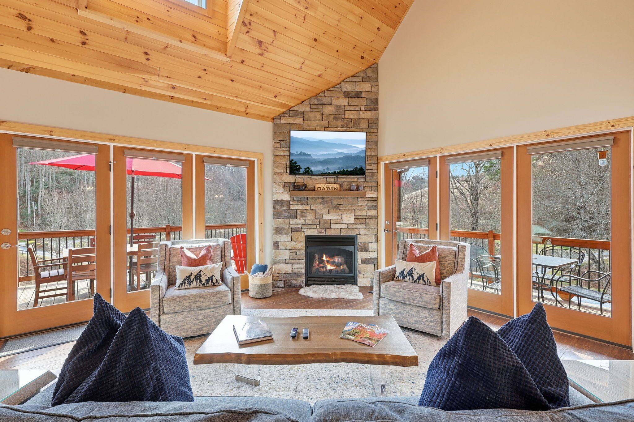 Smart TV, fireplace, video library, stereo