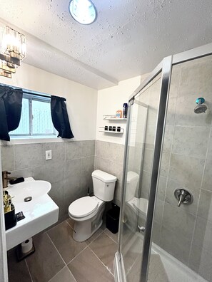 Towels, soap, shampoo, toilet paper