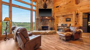 Cabin, Multiple Beds, Hot Tub, Garden View (Antler Summit Trio) | Living area | 42-inch flat-screen TV with digital channels
