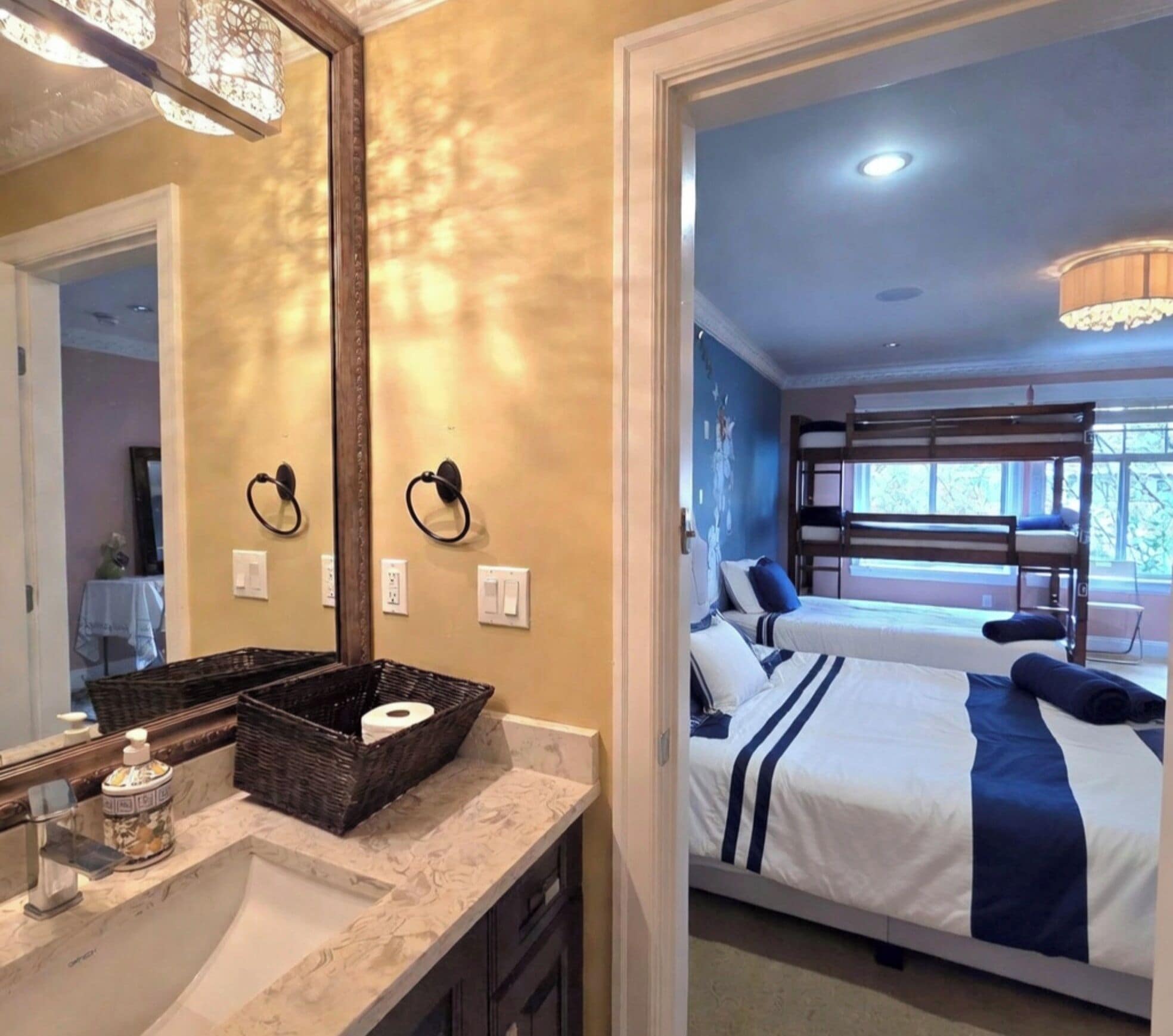 Family Suite, Multiple Beds, Microwave, Garden View | Premium bedding, desk, laptop workspace, blackout drapes