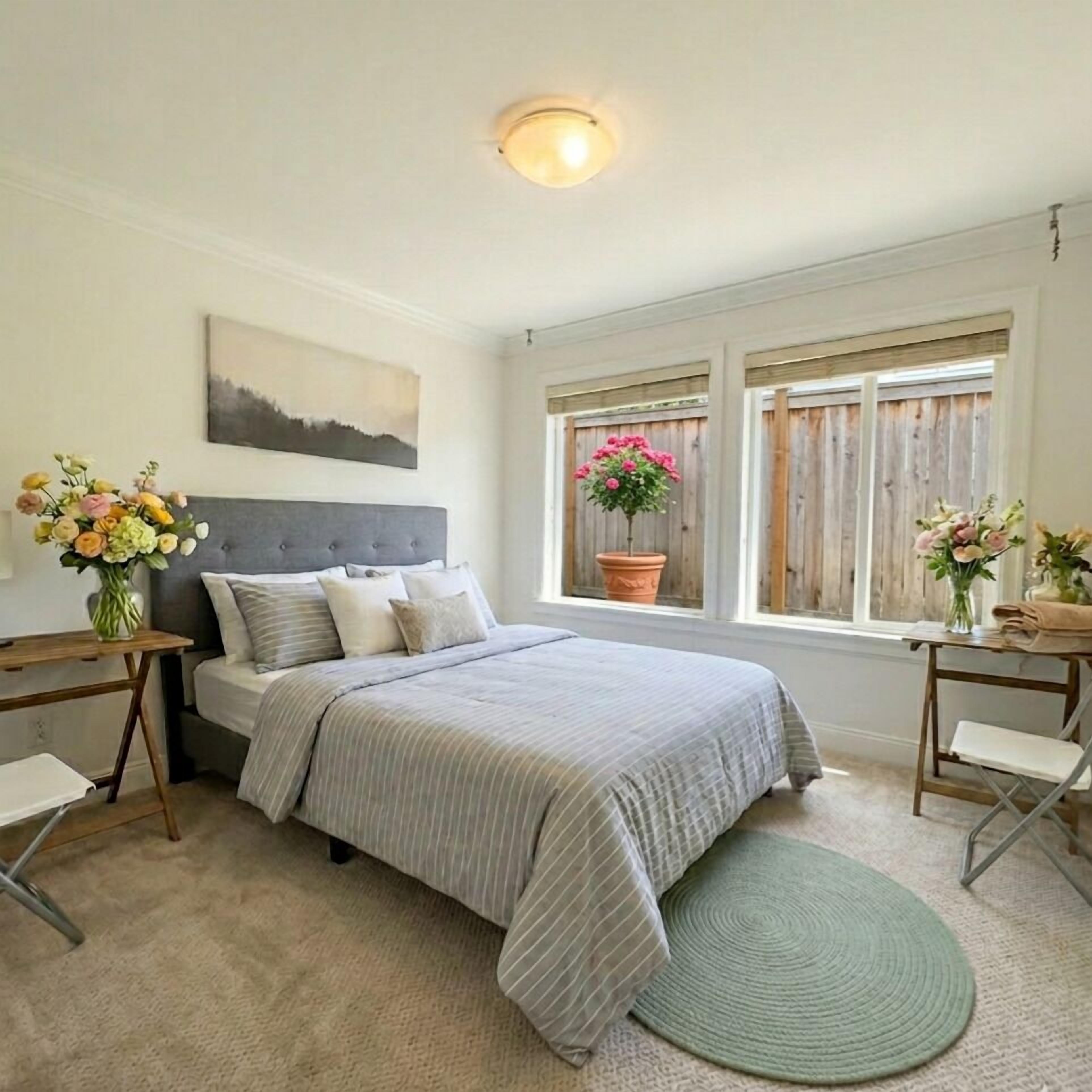 Quarto básico, 1 cama Queen, para não fumantes, aceita animais de estimação | Individualmente decorados, individualmente mobiliados, escrivaninha