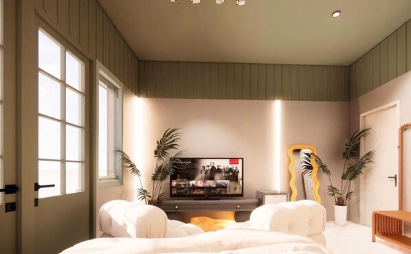 Deluxe-huvila, kaupunkinäköala | Silitysrauta/-lauta, ilmainen Wi-Fi