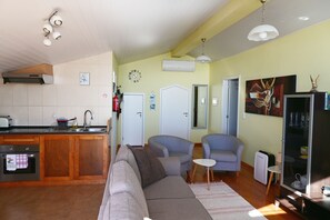 Smart TV, DVD player, books, video library