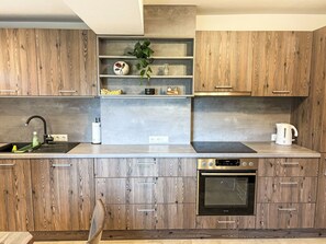 Fridge, microwave, oven, dishwasher