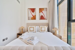 Design Apartment, Balcony, Pool View | Down comforters, in-room safe, blackout drapes, soundproofing