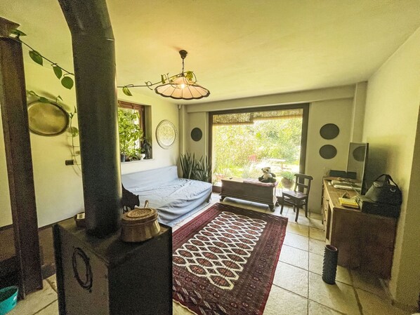 TV, fireplace