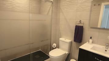 Ducha, secador de pelo, bidé y toallas