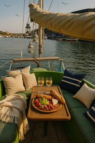 In the middle of city life - on a small boat in Karlskrona