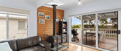 Televisión, chimenea, libros