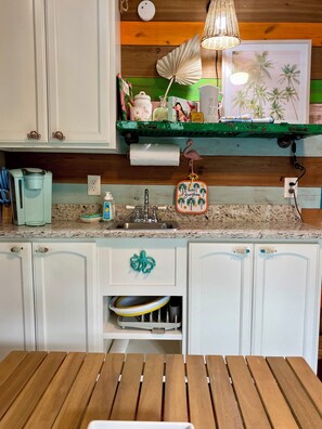 Fridge, microwave, coffee/tea maker, toaster - Perdido Surf Shack- a unique tiny home close to Perdido Key Beach and NAS (Pensacola)
