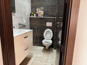 Sèche-cheveux, serviettes fournies, savon, papier toilette