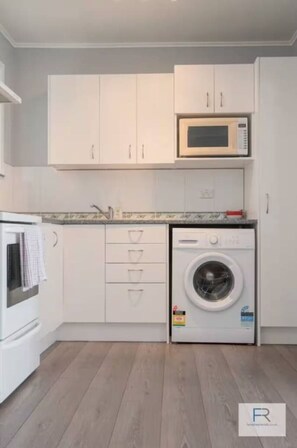 Fridge, microwave, oven, toaster