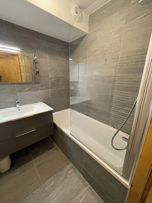 Shower, hair dryer, soap