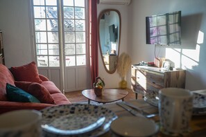 Smart TV, DVD player, books