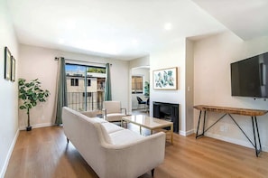 TV, fireplace