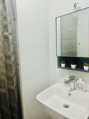 Dusche, Haartrockner, Bidet, Handtücher