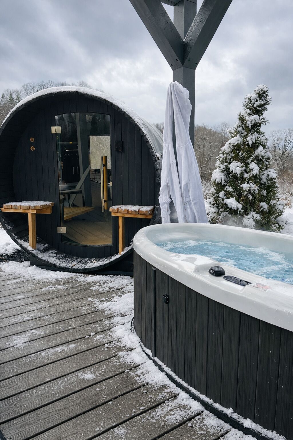 Banyera d'hidromassatge a l'aire lliure