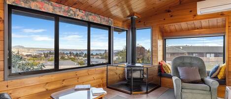 Televisión y chimenea