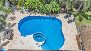Outdoor pool, a heated pool - Spacious Palm Paradise Retreat -Heated Pool East Delray - Near The Beach- 4/3 (Delray Beach)