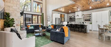 TV connectée, cheminée, table de tennis de table