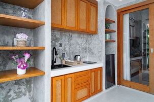 别墅, 1 间卧室, 私人游泳池 | 私人厨房 | 微波炉、烤面包机、厨具/餐具、纸巾