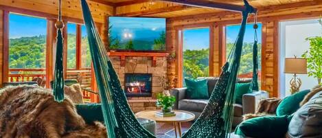 Smart TV, fireplace, video games, foosball