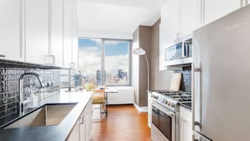 Fridge, electric kettle, toaster, lobster pot