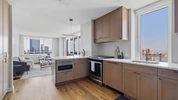 Fridge, electric kettle, toaster, lobster pot