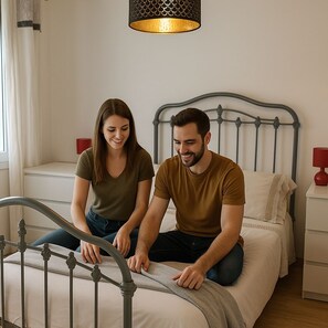 1 slaapkamer, een strijkplank/strijkijzer, gratis wifi, beddengoed