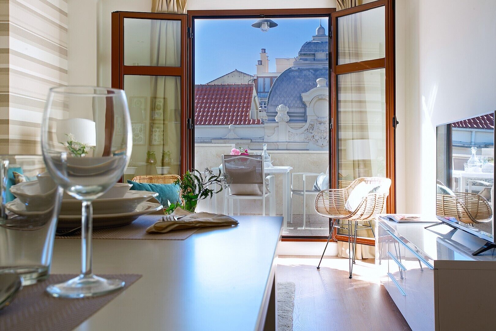 Deluxe Apartment, 2 Bedrooms, City View | Living area | Flat-screen TV