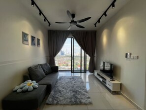 Superior appartement, 3 slaapkamers, balkon, uitzicht op de stad | Woonruimte