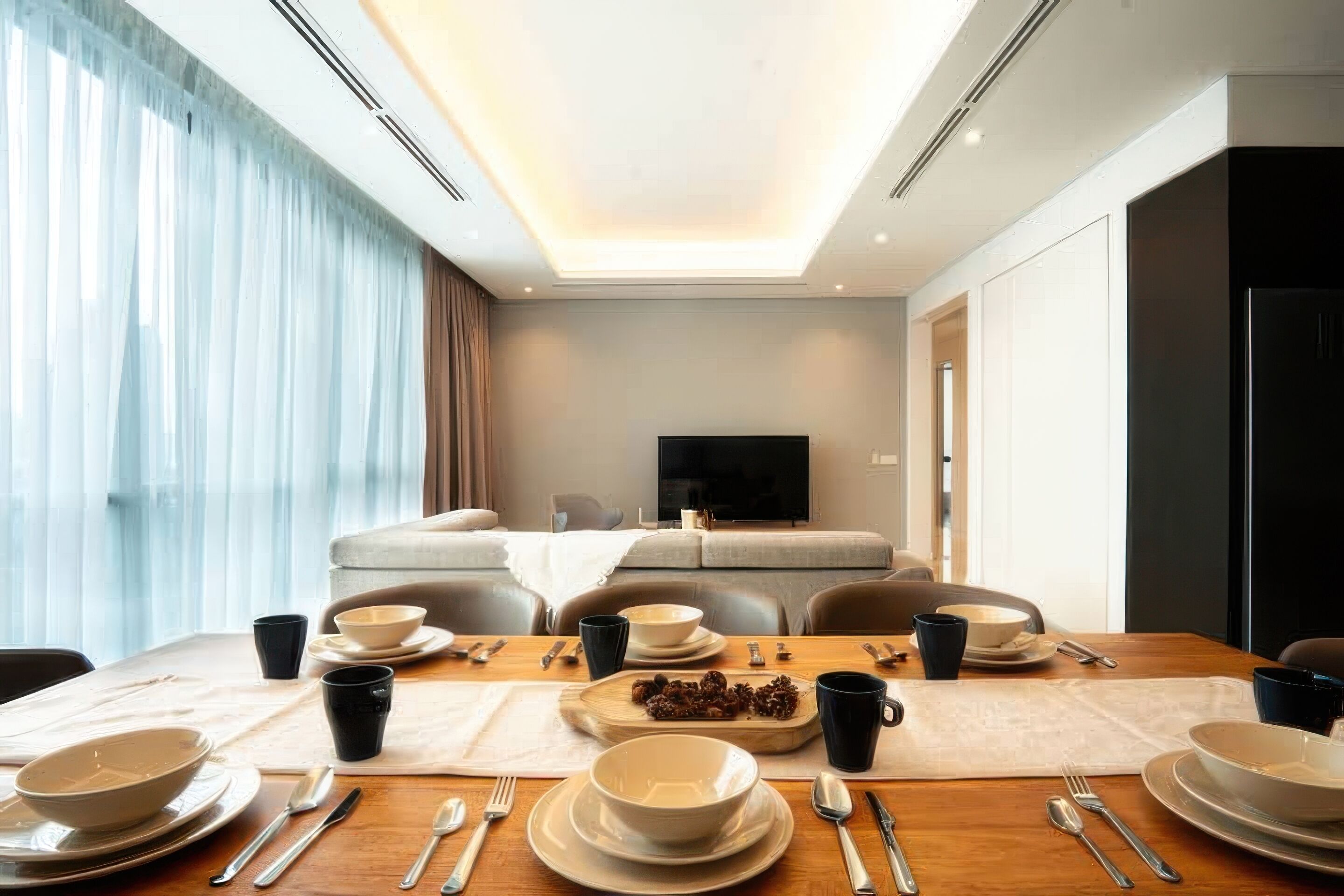 Superior-Apartment, 3 Schlafzimmer, Küche, Stadtblick | Essbereich im Zimmer
