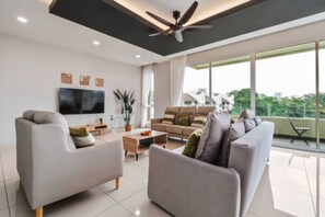 Superior Apartment, 4 Bedrooms, Balcony, City View | Living area | TV, offices - The Embassy Row 206 Apartments (Kuala Lumpur)