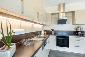 Fridge, oven, stovetop, dishwasher