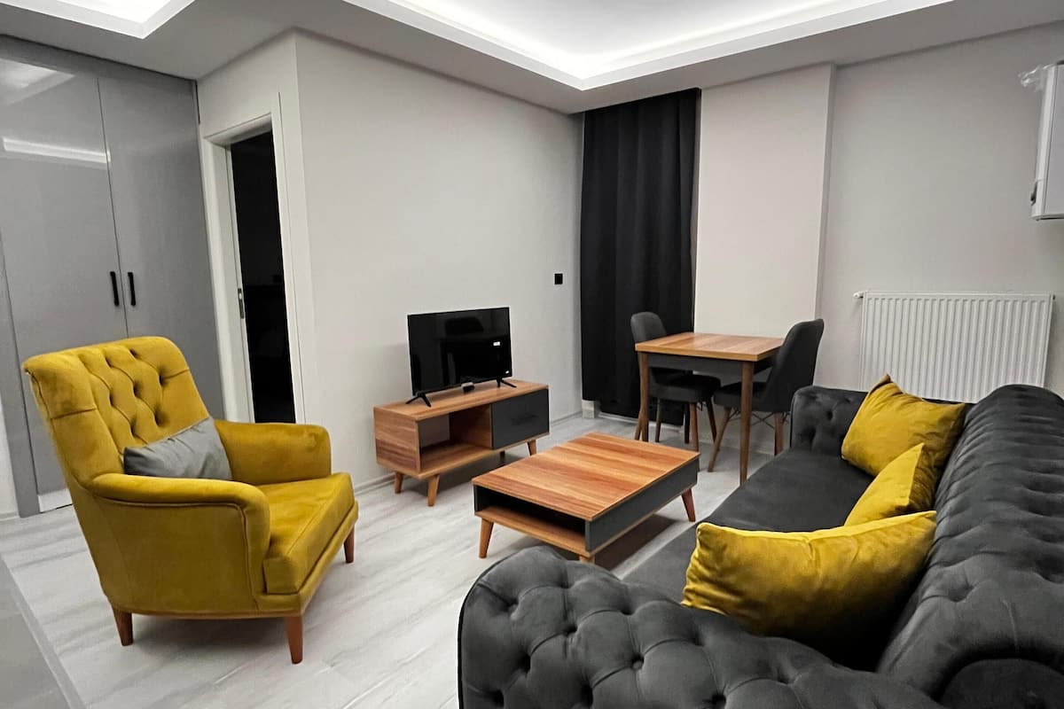 Căn hộ Deluxe, 1 giường đôi và sofa giường, ban công | Khu vực làm việc phù hợp cho laptop, bàn ủi/dụng cụ ủi quần áo