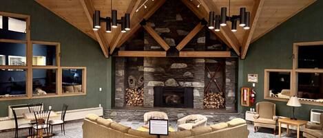 Smart TV, fireplace, ping pong