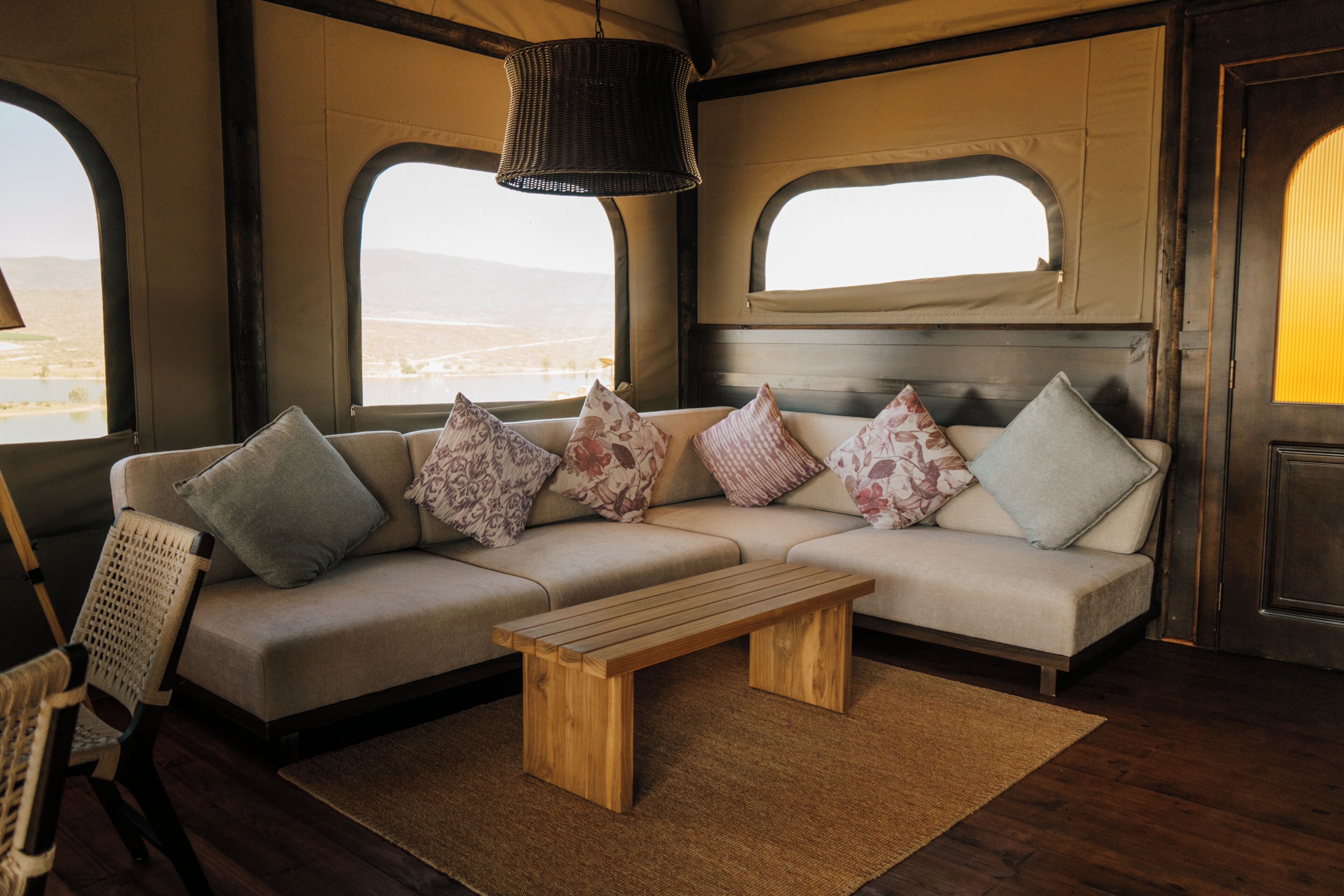 Premium Tent | Living area | Fireplace