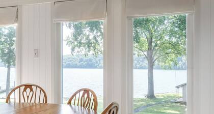 Lakefront retreat with private dock, open living, fire pit, full kitchen & cozy indoor spaces