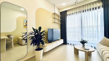 Apartamento Premium, balcón, vistas a la ciudad | Zona de estar